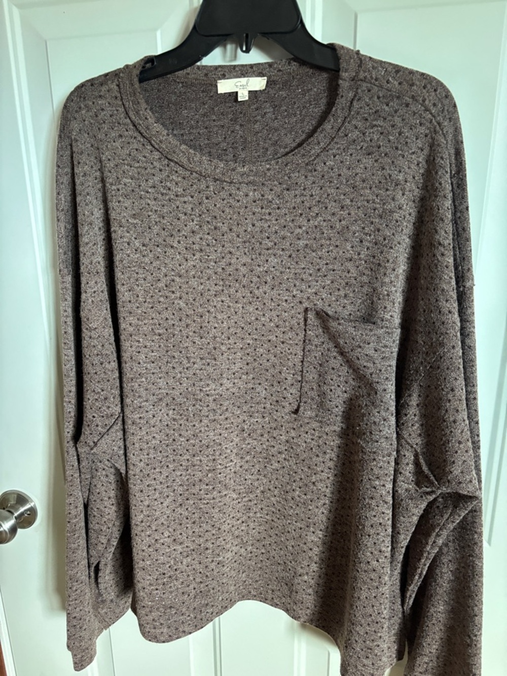 easel Brown Textured Knit Pullover